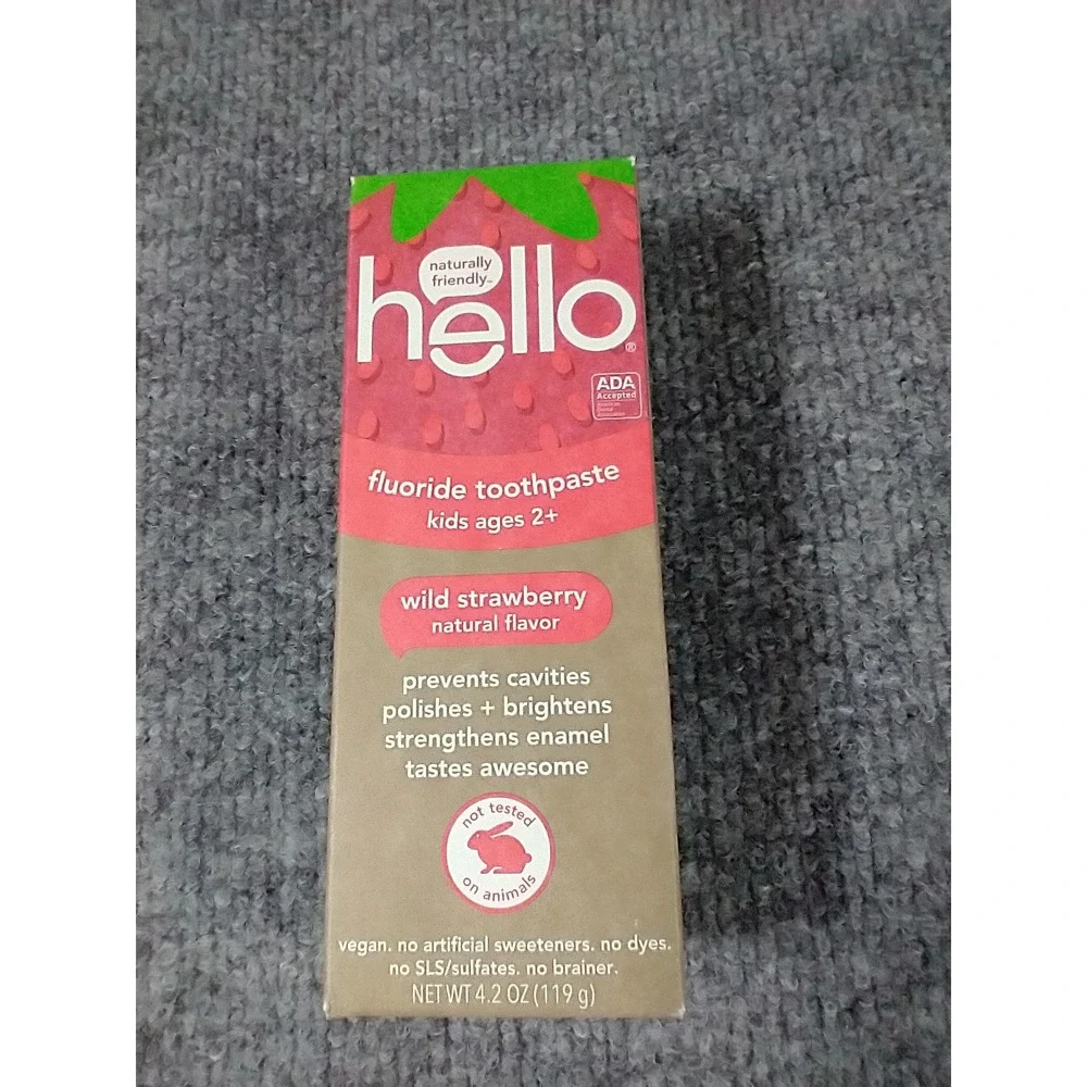 Hello Kids Fluoride Toothpaste Wild Strawberry 4.2 oz Ages 2+ Exp 09/2025